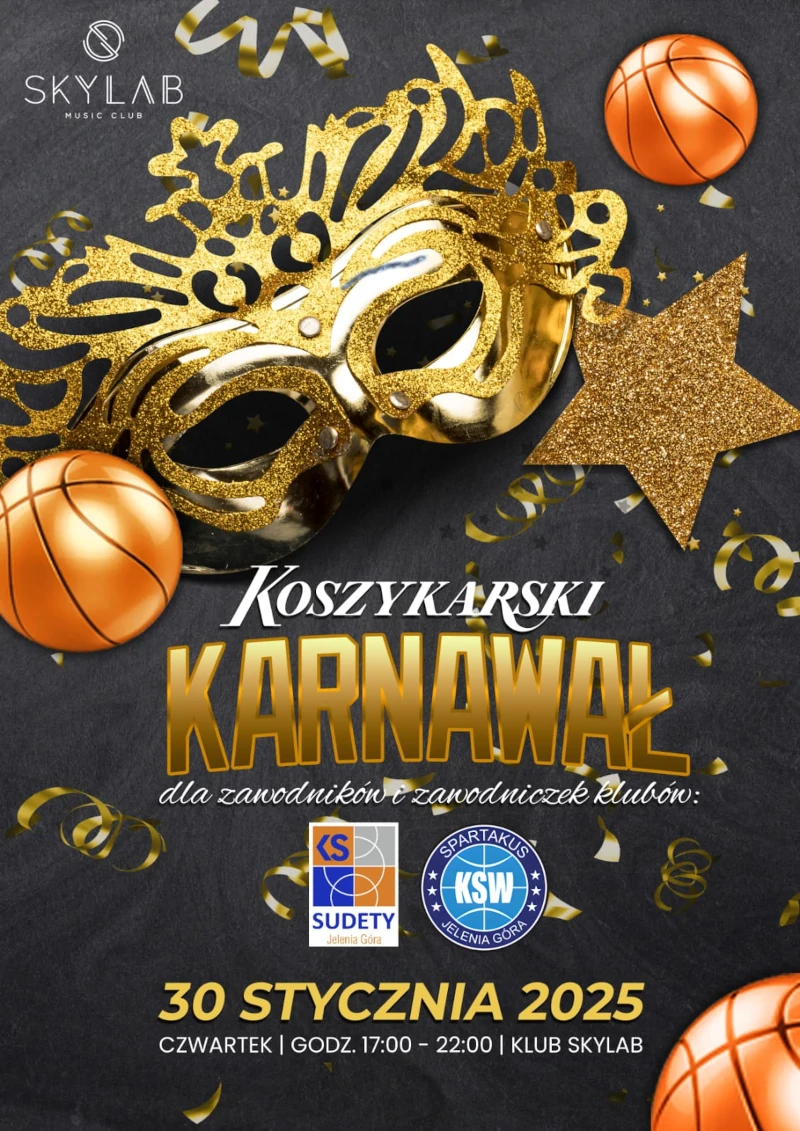 Zapraszamy zawodniczki KSW Spartakus Jelenia Góra oraz zawodników KS Sudety Jelenia Góra na „Koszykarski Karnawał”